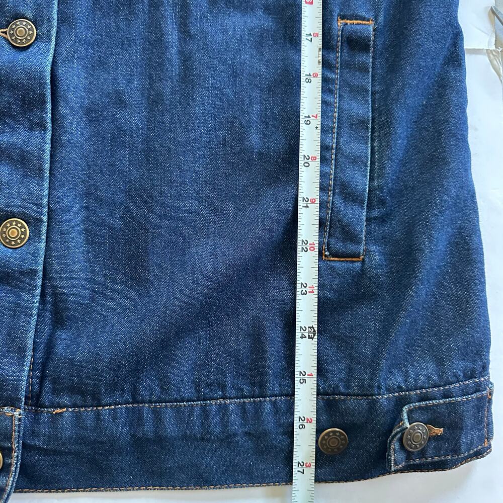 Denim Jacket Silver Threads Embroidered Leaf Jean… - image 8